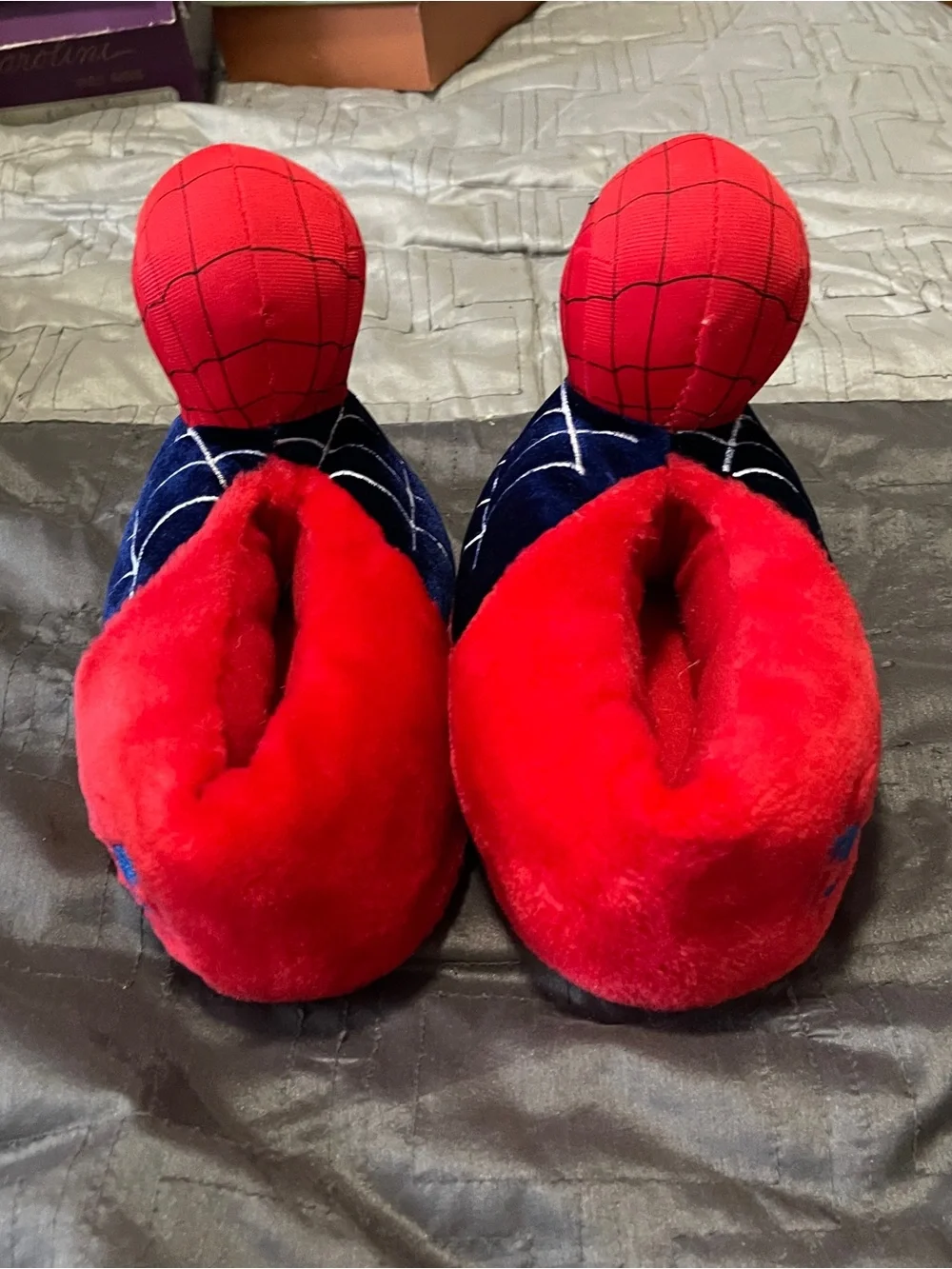 Marvel Spider-Man Plush Slippers - Red & Navy Blue